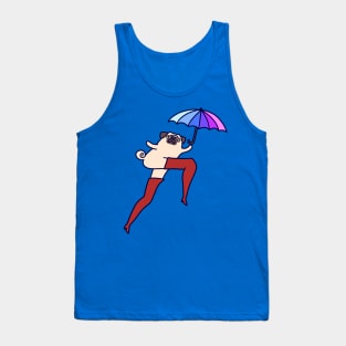 Umbrella Pug with Long Legs Tank Top